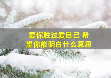 爱你胜过爱自己 希望你能明白什么意思